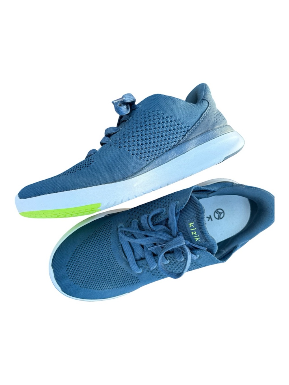 KIZIK Lima Slip On Sneakers • Women's 9 wide- Tidepool‎ blue lime green • Unisex